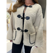 Beige Teddy Hook PU Trim Jacket